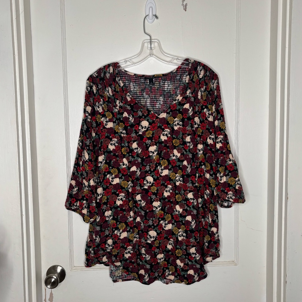 Torrid Floral Skull tunic blouse
